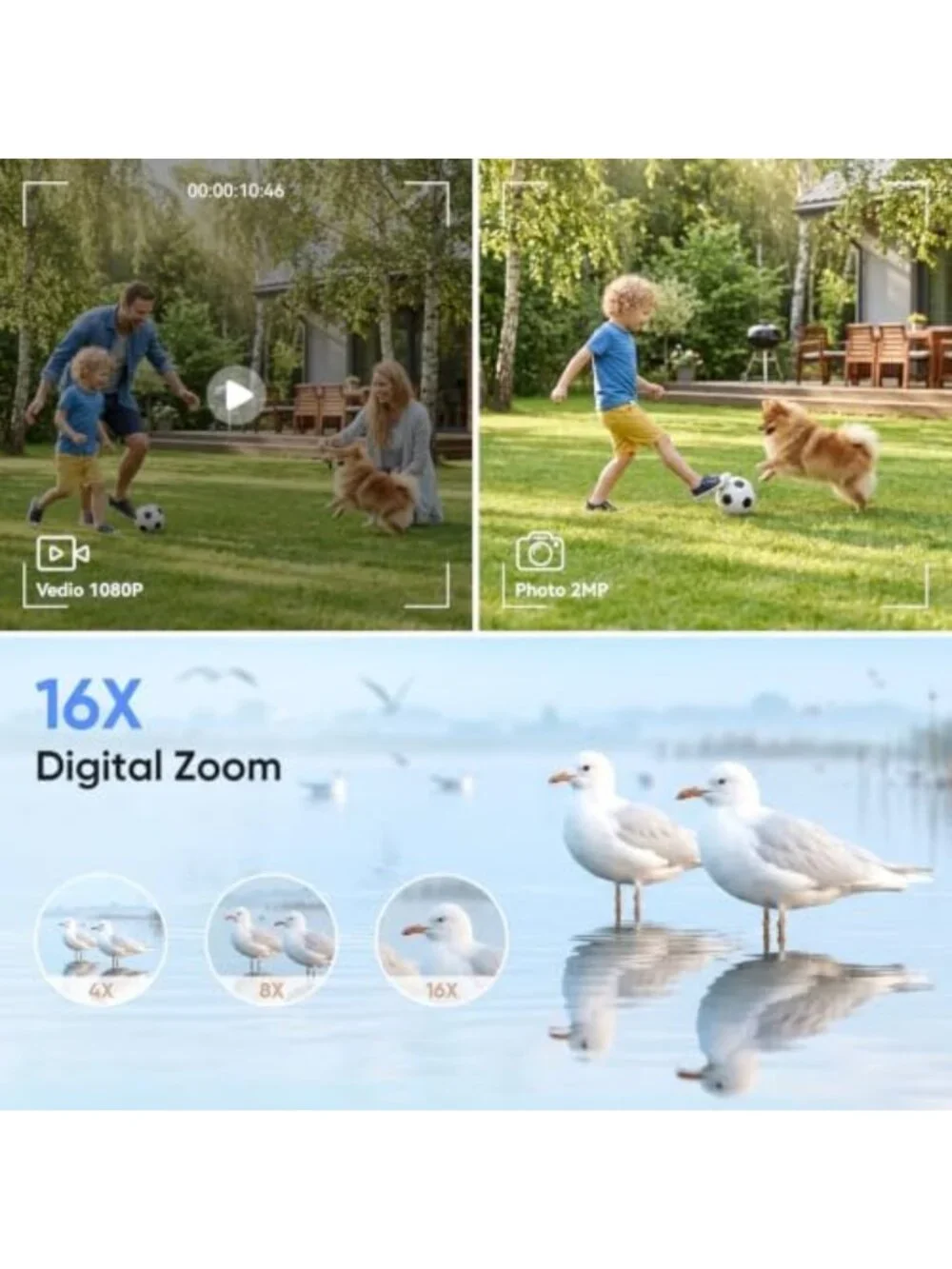 Mini Keychain Digital Camera 1080P - Compact Pocket Camera in Blue, Perfect for